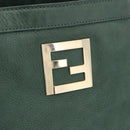FENDI Hand Bag Leather Green Gold Auth ka5255-17