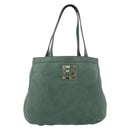 FENDI Hand Bag Leather Green Gold Auth ka5255-13