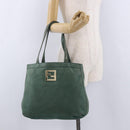 FENDI Hand Bag Leather Green Gold Auth ka5255-26