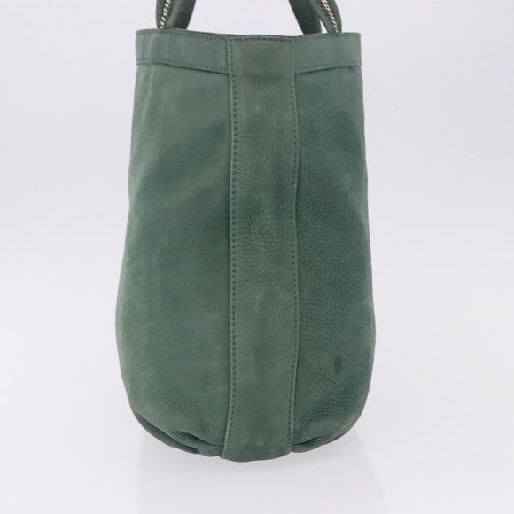FENDI Hand Bag Leather Green Gold Auth ka5255