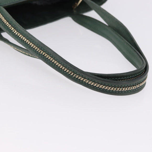 FENDI Hand Bag Leather Green Gold Auth ka5255