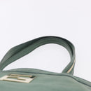 FENDI Hand Bag Leather Green Gold Auth ka5255-9