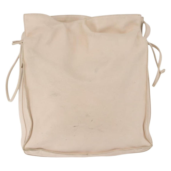 LOEWE Shoulder Bag Leather Ivory Silver Auth ka5256