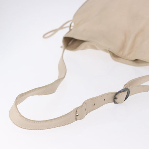 LOEWE Shoulder Bag Leather Ivory Silver Auth ka5256