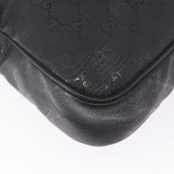 GUCCI GG implementation Business Bag PVC Silver Black 201480 Auth ka5257