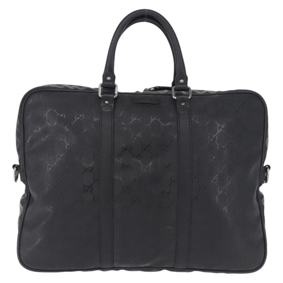 GUCCI GG implementation Business Bag PVC Silver Black 201480 Auth ka5257