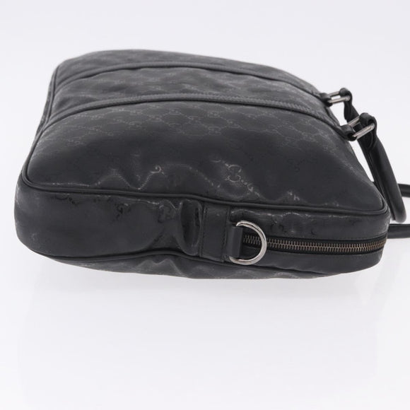 GUCCI GG implementation Business Bag PVC Silver Black 201480 Auth ka5257
