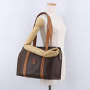 CELINE Macadam Canvas Shoulder Bag PVC Leather Brown Gold Auth ka5258-24
