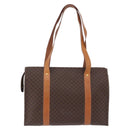 CELINE Macadam Canvas Shoulder Bag PVC Leather Brown Gold Auth ka5258-2