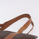 CELINE Macadam Canvas Shoulder Bag PVC Leather Brown Gold Auth ka5258-14