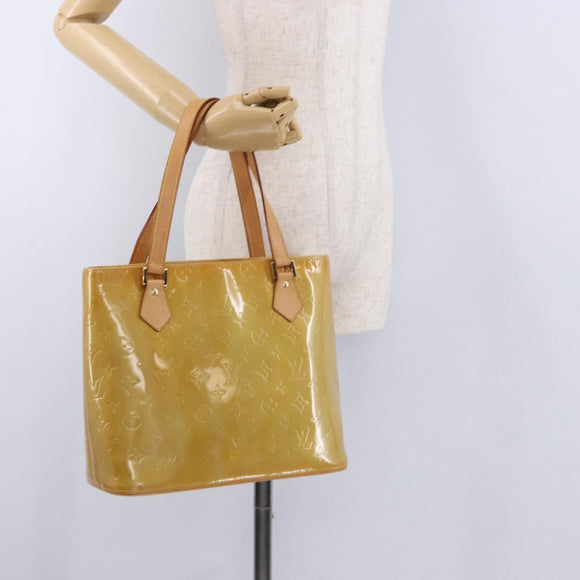 LOUIS VUITTON Monogram Vernis Houston Hand Bag Beige M91004 LV Auth ka5263