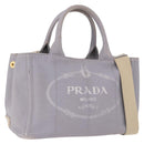 PRADA Canapa PM Hand Bag Canvas 2way Gray Gold Auth ka5264-1