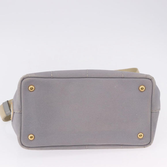 PRADA Canapa PM Hand Bag Canvas 2way Gray Gold Auth ka5264