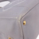 PRADA Canapa PM Hand Bag Canvas 2way Gray Gold Auth ka5264-10