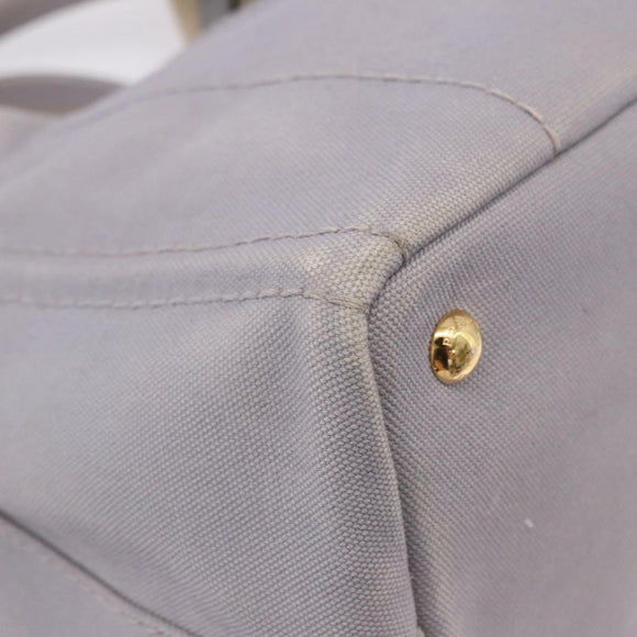 PRADA Canapa PM Hand Bag Canvas 2way Gray Gold Auth ka5264