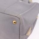 PRADA Canapa PM Hand Bag Canvas 2way Gray Gold Auth ka5264-17