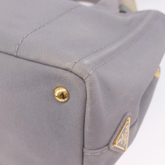 PRADA Canapa PM Hand Bag Canvas 2way Gray Gold Auth ka5264