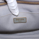 PRADA Canapa PM Hand Bag Canvas 2way Gray Gold Auth ka5264-19