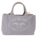 PRADA Canapa PM Hand Bag Canvas 2way Gray Gold Auth ka5264-13