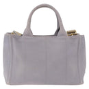 PRADA Canapa PM Hand Bag Canvas 2way Gray Gold Auth ka5264-2