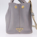 PRADA Canapa PM Hand Bag Canvas 2way Gray Gold Auth ka5264-4