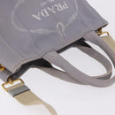 PRADA Canapa PM Hand Bag Canvas 2way Gray Gold Auth ka5264-6