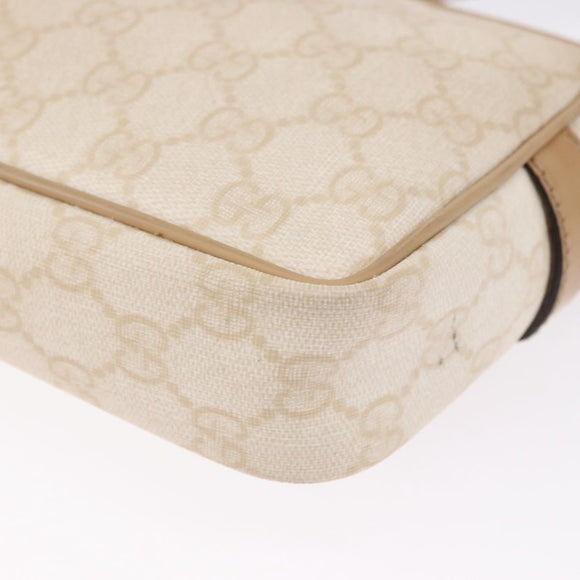 GUCCI GG Supreme Shoulder Bag PVC White Gold 201447 Auth ka5265