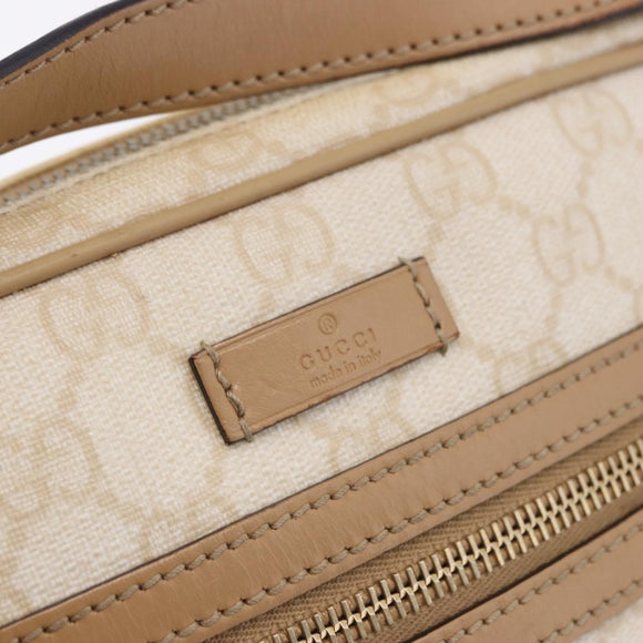 GUCCI GG Supreme Shoulder Bag PVC White Gold 201447 Auth ka5265