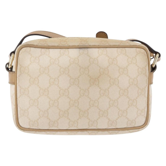 GUCCI GG Supreme Shoulder Bag PVC White Gold 201447 Auth ka5265