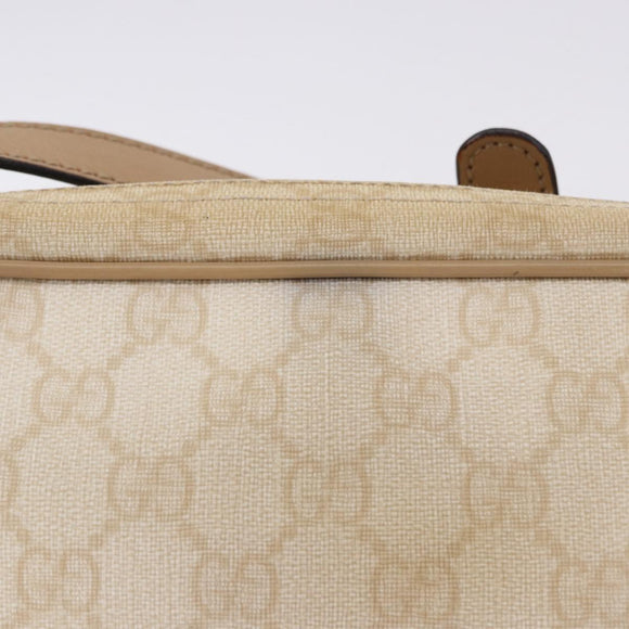 GUCCI GG Supreme Shoulder Bag PVC White Gold 201447 Auth ka5265