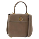 Salvatore Ferragamo Gancini Hand Bag Leather 2way Brown Gold Auth ka5266-1