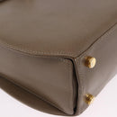 Salvatore Ferragamo Gancini Hand Bag Leather 2way Brown Gold Auth ka5266-9