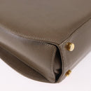 Salvatore Ferragamo Gancini Hand Bag Leather 2way Brown Gold Auth ka5266-17