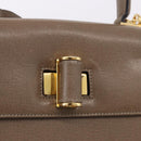 Salvatore Ferragamo Gancini Hand Bag Leather 2way Brown Gold Auth ka5266-19