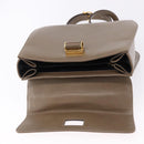 Salvatore Ferragamo Gancini Hand Bag Leather 2way Brown Gold Auth ka5266-10