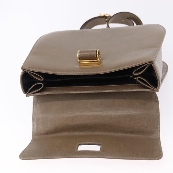 Salvatore Ferragamo Gancini Hand Bag Leather 2way Brown Gold Auth ka5266