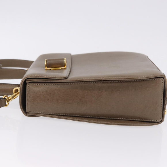 Salvatore Ferragamo Gancini Hand Bag Leather 2way Brown Gold Auth ka5266