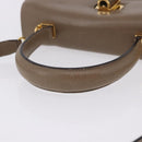 Salvatore Ferragamo Gancini Hand Bag Leather 2way Brown Gold Auth ka5266-7