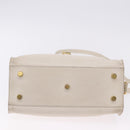 SAINT LAURENT Leather Baby Kabas Hand Bag 2way Beige Gold Auth ka5267-5
