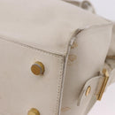 SAINT LAURENT Leather Baby Kabas Hand Bag 2way Beige Gold Auth ka5267-16