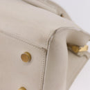 SAINT LAURENT Leather Baby Kabas Hand Bag 2way Beige Gold Auth ka5267-18