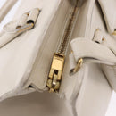 SAINT LAURENT Leather Baby Kabas Hand Bag 2way Beige Gold Auth ka5267-19