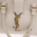 SAINT LAURENT Leather Baby Kabas Hand Bag 2way Beige Gold Auth ka5267-20