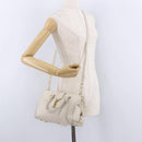 SAINT LAURENT Leather Baby Kabas Hand Bag 2way Beige Gold Auth ka5267-25