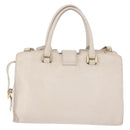 SAINT LAURENT Leather Baby Kabas Hand Bag 2way Beige Gold Auth ka5267-2