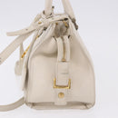 SAINT LAURENT Leather Baby Kabas Hand Bag 2way Beige Gold Auth ka5267-3