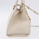 SAINT LAURENT Leather Baby Kabas Hand Bag 2way Beige Gold Auth ka5267-4