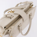 SAINT LAURENT Leather Baby Kabas Hand Bag 2way Beige Gold Auth ka5267-6