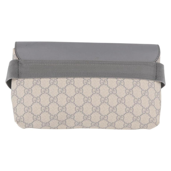 GUCCI GG Supreme Waist bag PVC White Silver 353435 Auth ka5268A