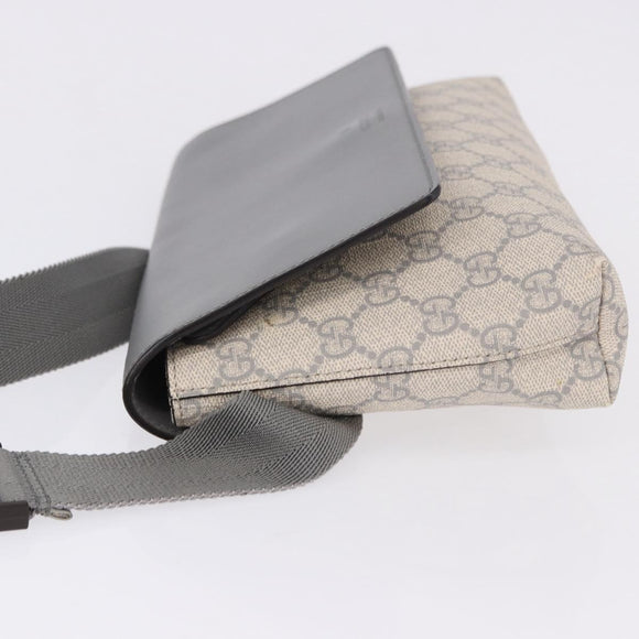 GUCCI GG Supreme Waist bag PVC White Silver 353435 Auth ka5268A